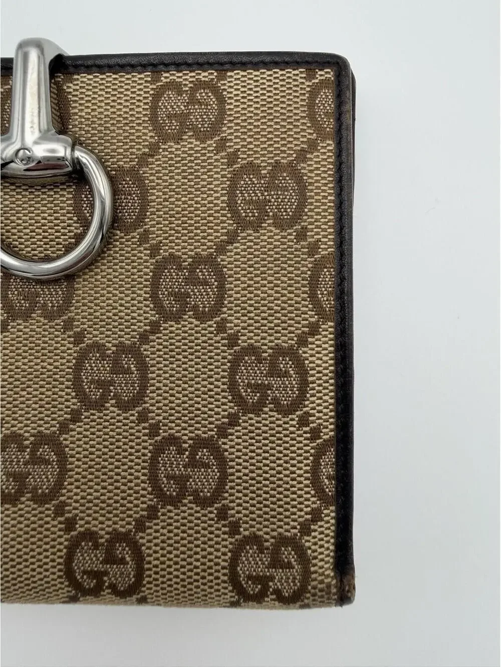 Authentic Gucci Brown Horsebit GG Supreme Bifold Wallet Canvas Leather + COA